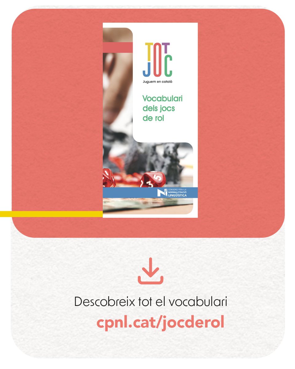 🔍 Descobreix com es classifiquen les partides en el món dels jocs de taula i de rol! El nou diccionari del <a href="/cpnlcat/">Consorci per a la Normalització Lingüística</a>  i el <a href="/termcat/">Termcat</a> ens ajuda a parlar-ne en català amb precisió. 
📘 #Jocsderol #DiccionariLúdic #TotJoc