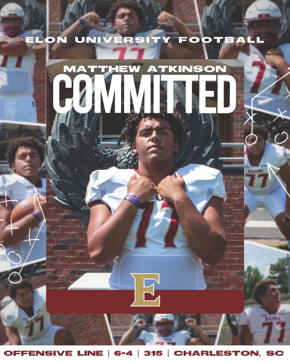 MAtkinson77's tweet image. #AGTG Blessed to announce my commitment to @ElonFootball. Thank you to all the other coach’s that have invested in me during the recruitment process. @TonyTrisciani @Coach_Stad @CoachHarris20 @GrahamRRashad