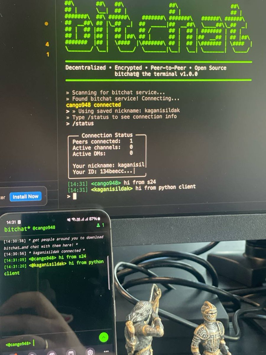 kaganisildak's tweet image. bitchat-python
written in python & compatible with ios/android.
out now
@jack ➟ original / ios
@callebtc ➟ android
@shilohsecurity ➟ rust
bitchat-python github: github.com/kaganisildak/b…