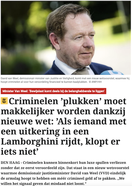 Geen zorgen over dit wetsvoorstel, hoor mensen. Want 'je kunt nog steeds met bonnetjes komen om aan te tonen dat je je geld legaal hebt verdiend'. Je bent dus guilty until proven innocent. Iedereen een crimineel totdat de overheid besluit van niet. What could possibly go