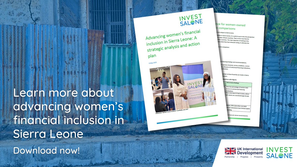 📢 New from Invest Salone: Advancing Women’s Financial Inclusion in Sierra Leone 

It explores key barriers, regional insights &amp; 8 actions to expand access – especially for women in agriculture. 

📥 investsalone.com/resource-bank/…

#GenderEquality