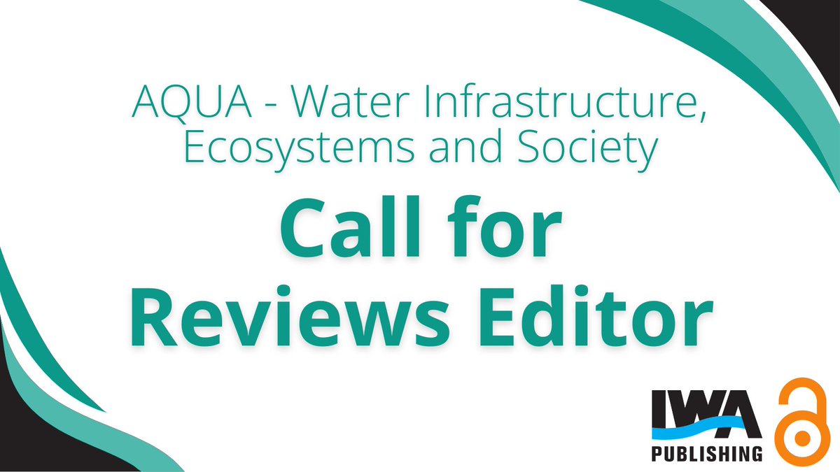 IWA Publishing is looking for a Reviews Editor for AQUA - Water Infrastructure, Ecosystems and Society.

Find out more about the role and how to apply via the Call for Expressions of Interest ➡️ iwaponline.com/DocumentLibrar…

With a focus on providing high-quality and authoritative
