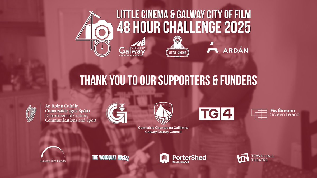 Little Cinema Galway (@lilcinemagalway) on Twitter photo 48 Hour Challenge Save The Dates: 21-24 Aug!
The Challenge is part of the <a href="/GalwayCityFilm/">Galway City of Film</a> managed by <a href="/ardan_ie/">Ardán</a> on behalf of <a href="/GalwayCityCo/">Galway City Council</a> & <a href="/GalwayCounty/">GalwayCountyCouncil</a>, with additional support of <a href="/ScreenIreland/">Screen Ireland</a> & <a href="/DeptCultureIRL/">Department of Culture, Communications and Sport</a>
Many thanks to our hoodie sponsors <a href="/TG4TV/">TG4</a> & other supporters🙏 48 Hour Challenge Save The Dates: 21-24 Aug!
The Challenge is part of the <a href="/GalwayCityFilm/">Galway City of Film</a> managed by <a href="/ardan_ie/">Ardán</a> on behalf of <a href="/GalwayCityCo/">Galway City Council</a> & <a href="/GalwayCounty/">GalwayCountyCouncil</a>, with additional support of <a href="/ScreenIreland/">Screen Ireland</a> & <a href="/DeptCultureIRL/">Department of Culture, Communications and Sport</a>
Many thanks to our hoodie sponsors <a href="/TG4TV/">TG4</a> & other supporters🙏
