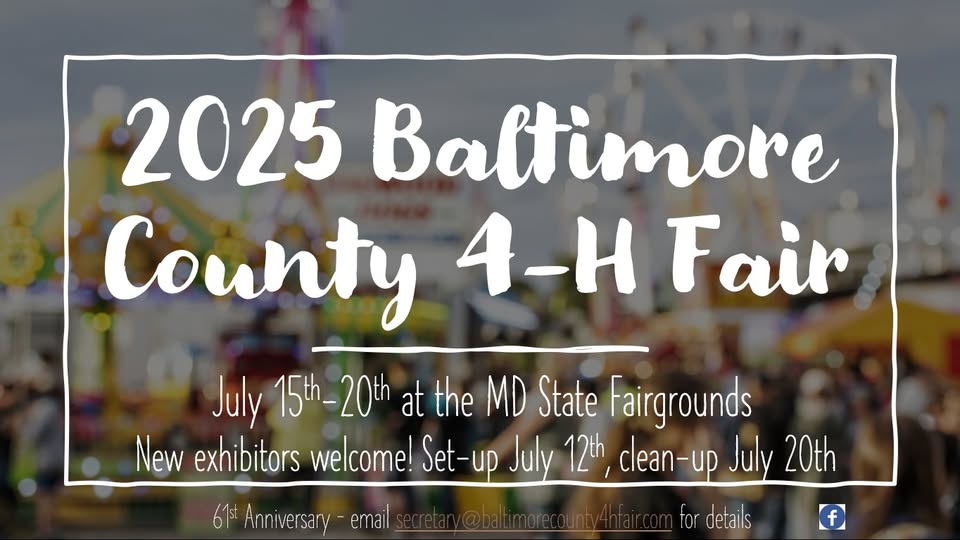 Maryland State Fair (@mdstatefair) on Twitter photo Come out and enjoy the competitions and exhibitions at the Baltimore County 4-H Fair. Open to the public Wednesday, July 16 through Saturday, July 19 in the #MarylandStateFairgrounds Cow Palace South End. For Schedule of Events and more information, visit: baltimorecounty4Hfair.org Come out and enjoy the competitions and exhibitions at the Baltimore County 4-H Fair. Open to the public Wednesday, July 16 through Saturday, July 19 in the #MarylandStateFairgrounds Cow Palace South End. For Schedule of Events and more information, visit: baltimorecounty4Hfair.org