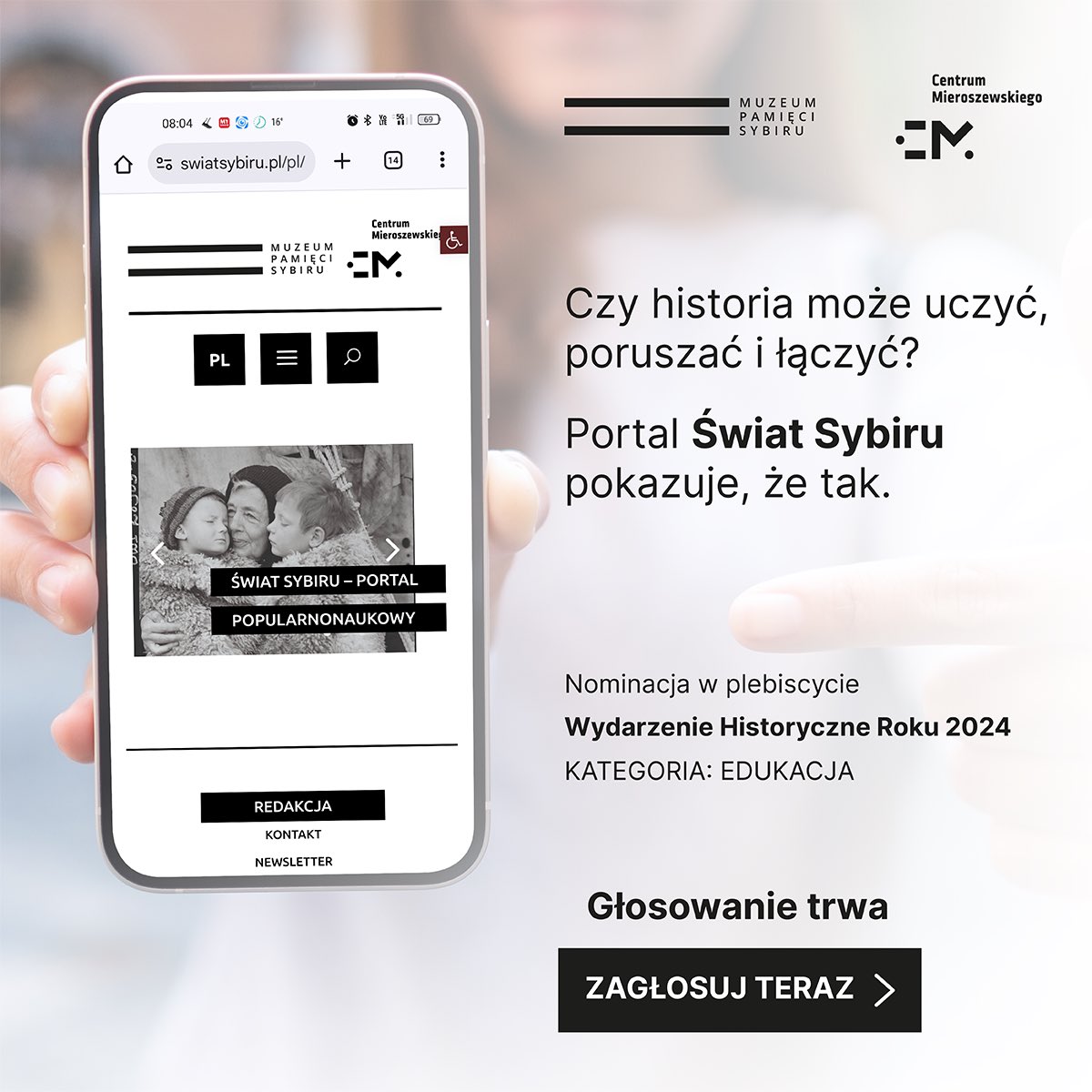 MieroszewskiPL's tweet image. 🔊 Historia w nowoczesnym wydaniu
📲 Podcasty, interaktywne zdjęcia, dokumenty i poruszające historie zesłańców – tak wygląda nowoczesna edukacja historyczna. Portal „Świat Sybiru” walczy o tytuł Wydarzenia Historycznego Roku 2024 w kategorii Edukacja!
👨💻 Z portalu korzystają…