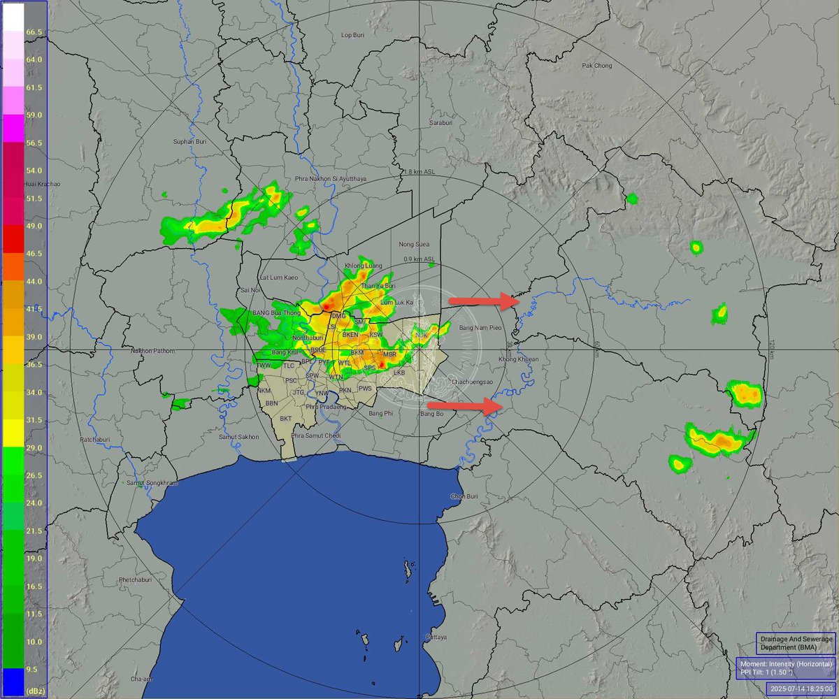 BKK_BEST's tweet photo. วันที่ 14 กรกฏาคม 2568 เวลา 18.30 น. / กทม.ฝนเล็กน้อย - ปานกลางฝั่งพระนครชั้นในต่อเนื่องตอนบน เคลื่อนตัวทิศตะวันออก ปริมาณฝนสูงสุดเขตทวีวัฒนา 70.0 มม. https://t.co/MAg2oTHVW5