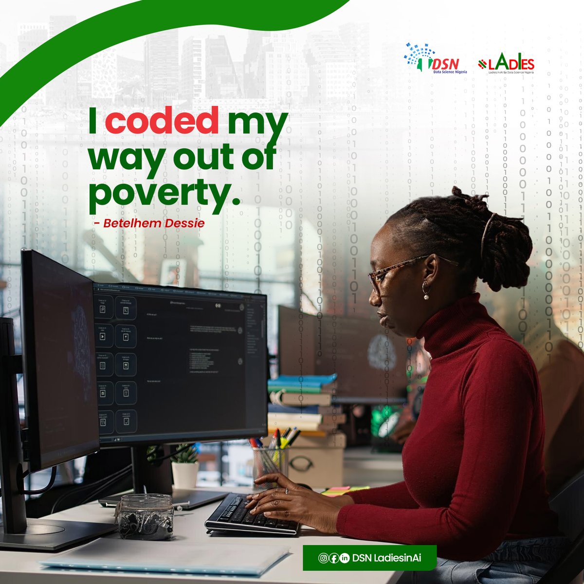 DSN Ladies In AI (@dsnladies_in_ai) on Twitter photo At 9, Betelhem Dessie was coding in her dad’s shop. 
By 19, she co-founded iCog Labs—builders of Sophia the Robot. She didn’t wait. She started. So can you.
Happy new week, ladies. Let’s get to work.
#dsnladiesinai #MondayMotivation At 9, Betelhem Dessie was coding in her dad’s shop. 
By 19, she co-founded iCog Labs—builders of Sophia the Robot. She didn’t wait. She started. So can you.
Happy new week, ladies. Let’s get to work.
#dsnladiesinai #MondayMotivation