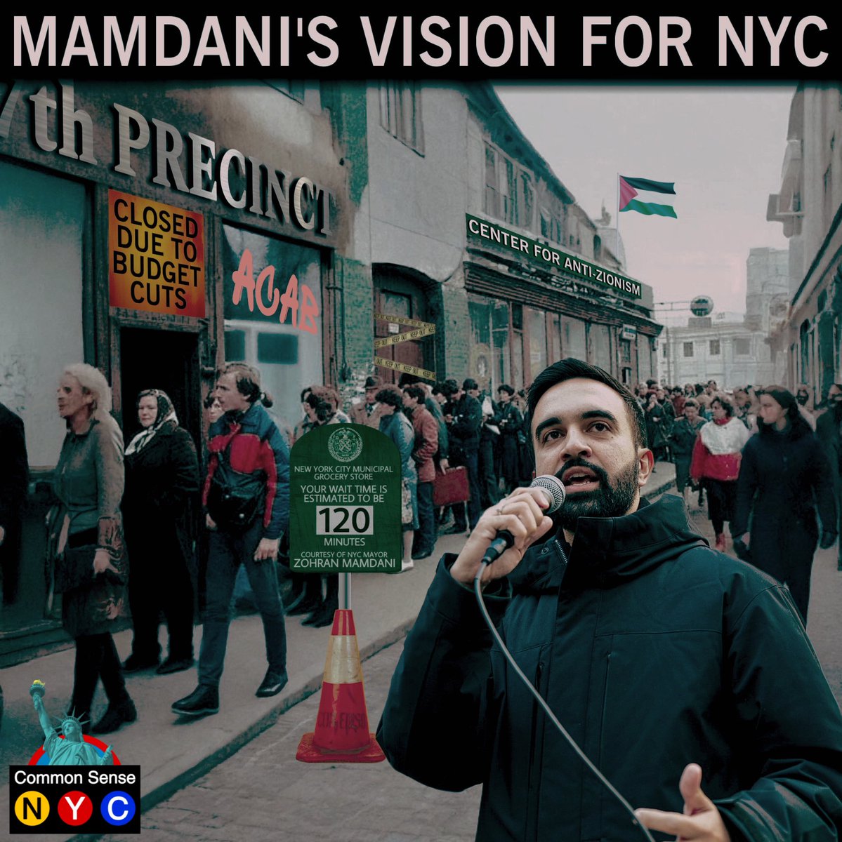 ComSenseNYC's tweet image. Most New Yorkers oppose defunding the police.
Most New Yorkers reject the idea of government-run grocery stores.
Most New Yorkers have no interest in “globalizing the intifada.”
@ZohranKMamdani doesn’t share the values of most New Yorkers. His vision for NYC is one of disaster.