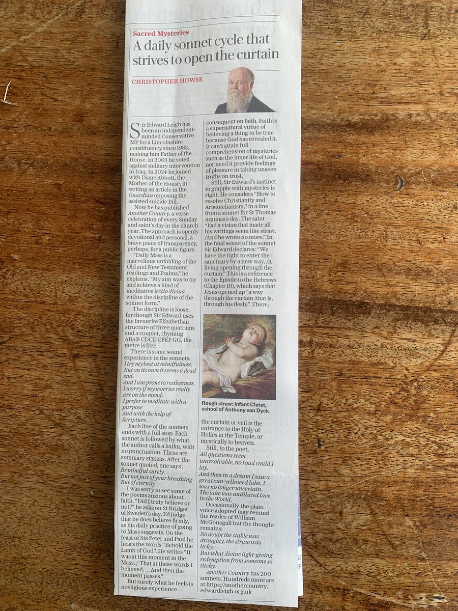 Sir Edward Leigh MP (@edwardleighgb) on Twitter photo I’m deeply grateful to <a href="/BeardyHowse/">Christopher Howse</a> for this review of my book of poems in Saturday’s Telegraph.
You can purchase a copy of the book here: stpauls.org.uk/another-countr… I’m deeply grateful to <a href="/BeardyHowse/">Christopher Howse</a> for this review of my book of poems in Saturday’s Telegraph.
You can purchase a copy of the book here: stpauls.org.uk/another-countr…