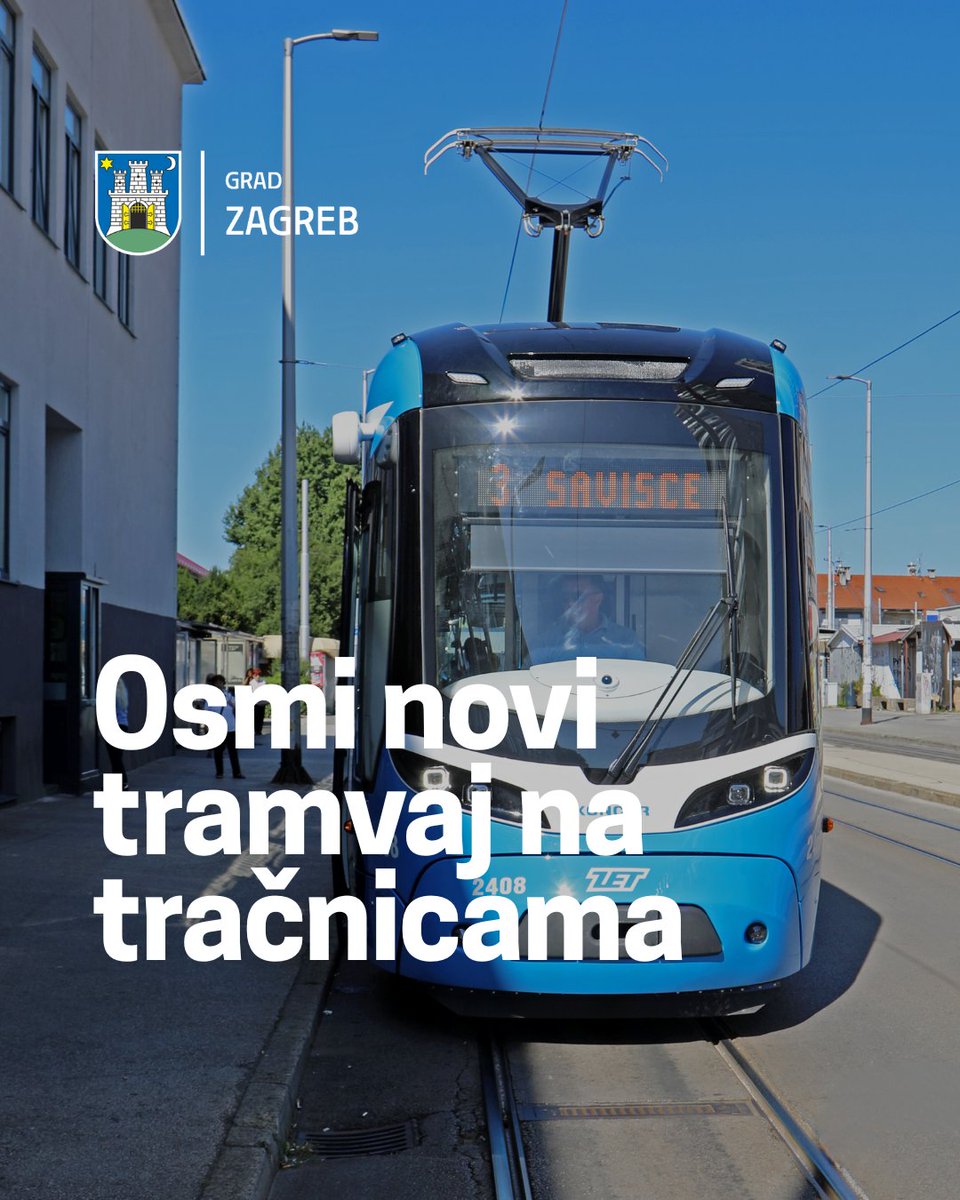 GradZagrebHr's tweet image. 🚋 Osmi novi tramvaj od danas na liniji broj 3!
Nakon testiranja, osmi novi niskopodni tramvaj od danas prometuje na liniji 3 (Ljubljanica – Savišće)!
📍 Iz KONČAR-a je u ZETistovremeno stigao i deveti novi tramvaj, koji će u promet čim prođe sve potrebne provjere.…