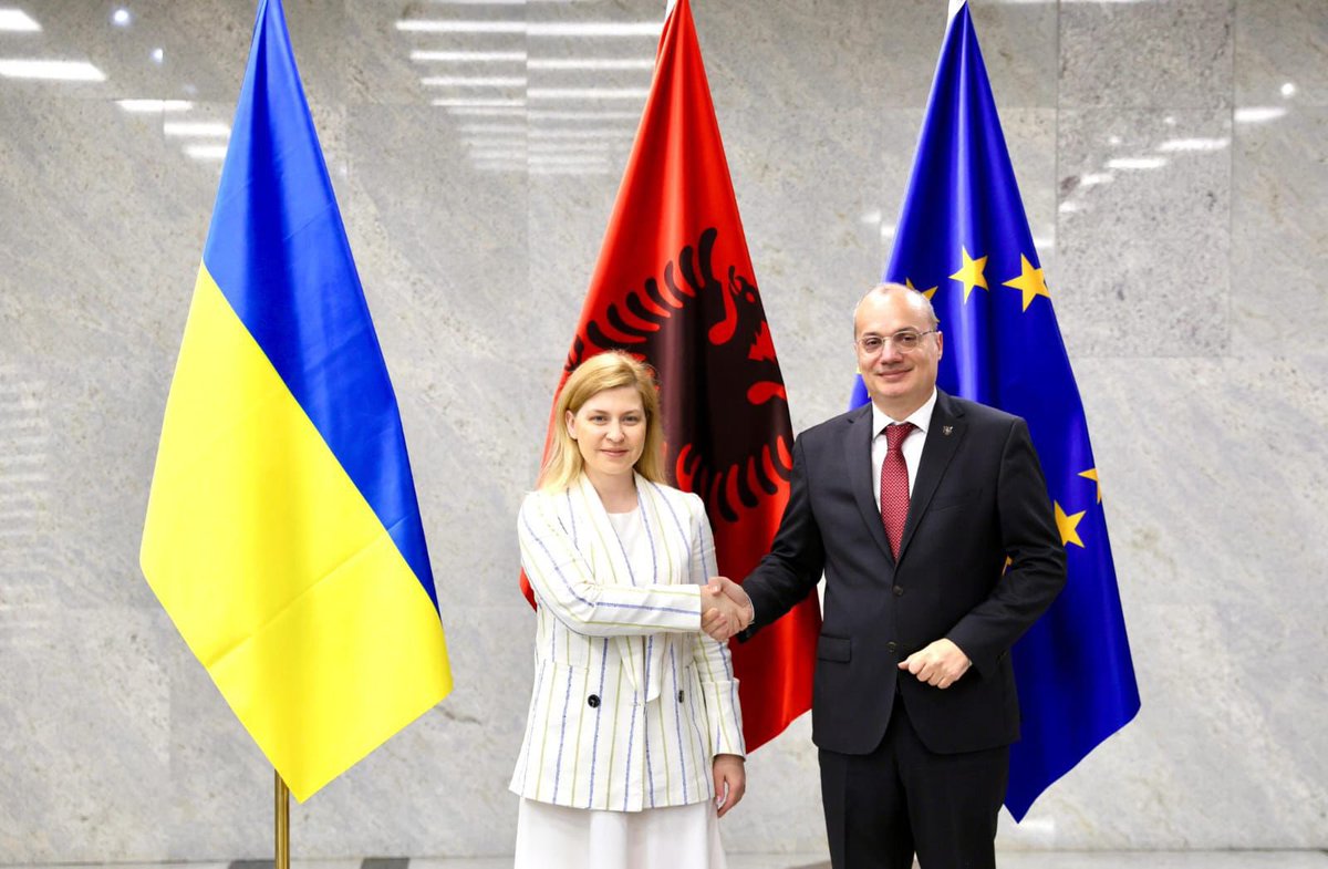 Olga Stefanishyna (@stefanishynao) on Twitter photo My pleasure to begin my visit to Albania with a conversation with Minister <a href="/IgliHasani/">Igli Hasani</a>. In the focus: fostering closer bilateral cooperation, particularly regarding our shared aspiration of accession to the EU. Grateful for the strong support of Ukraine. Maintaining the momentum My pleasure to begin my visit to Albania with a conversation with Minister <a href="/IgliHasani/">Igli Hasani</a>. In the focus: fostering closer bilateral cooperation, particularly regarding our shared aspiration of accession to the EU. Grateful for the strong support of Ukraine. Maintaining the momentum