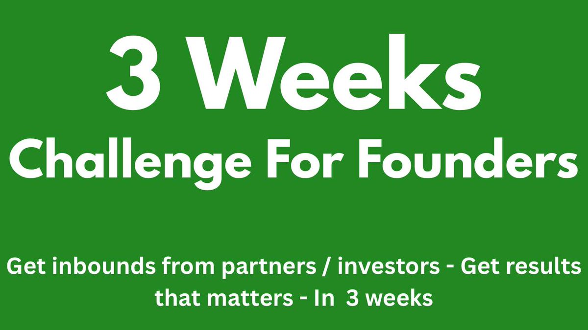 Introducing a 3 WK Founder Branding Challenge

It will position the founder's brand for desired outcomes.

In just 3 weeks, I’ll turn your brand into an opportunity machine.

By building the right systems –

Here’s what I’ll do:

- Optimize your profile and pinned tweet

- Build