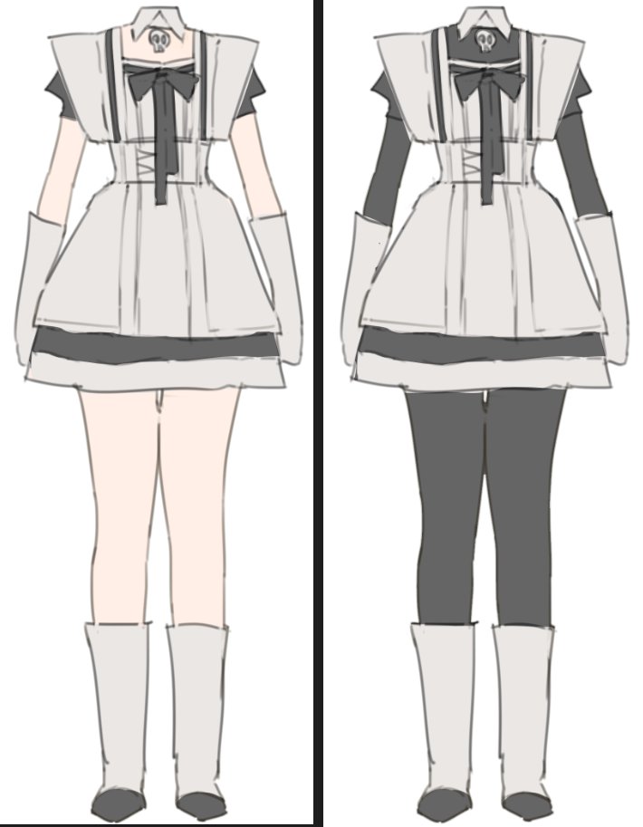 neonytk's tweet image. redesigning the maid outfit for my ocs a bit🤔