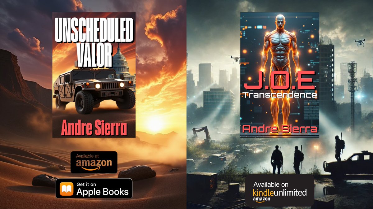 ASierraAuthor's tweet photo. @NSharpAuthor Thanks, Nick! You’re the best!

Unscheduled Valor:
Amazon - https://t.co/xXx0mfSJaR
Apple Books - https://t.co/MFLEWO6egc

J.O.E. Transcendence:
Amazon - https://t.co/Uc9K6MEbp0 https://t.co/pgLnFBov2Q