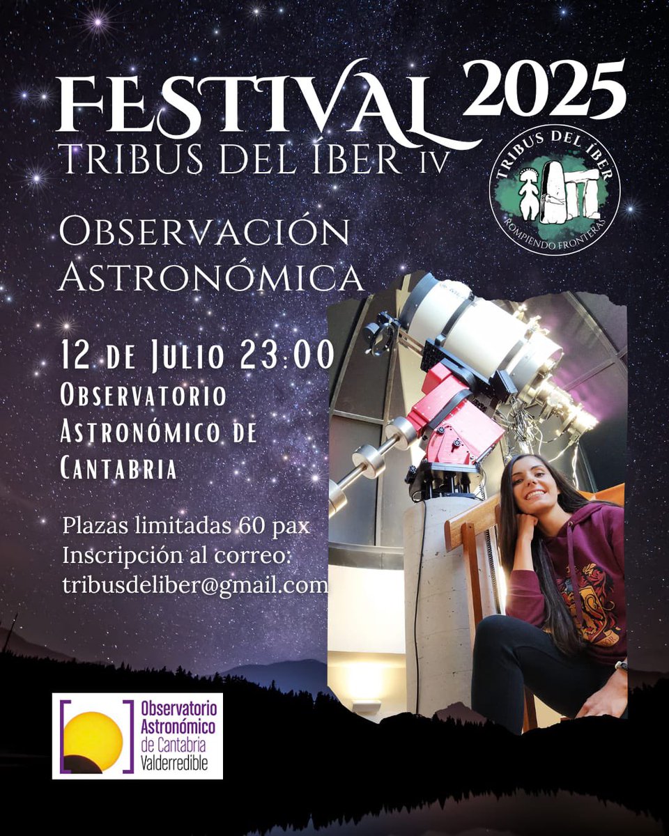 Trizbangtheory's tweet image. ✨El sábado acogimos en el Observatorio Astronómico de Cantabria al Festival Tribus del Íber 2025.
Hablamos de estrellas, arqueoastronomía y cómo nuestros antepasados entendían el cielo.
Una noche para conectar historia, paisaje y cosmos.
¡Gracias por volver un año más! 🌌