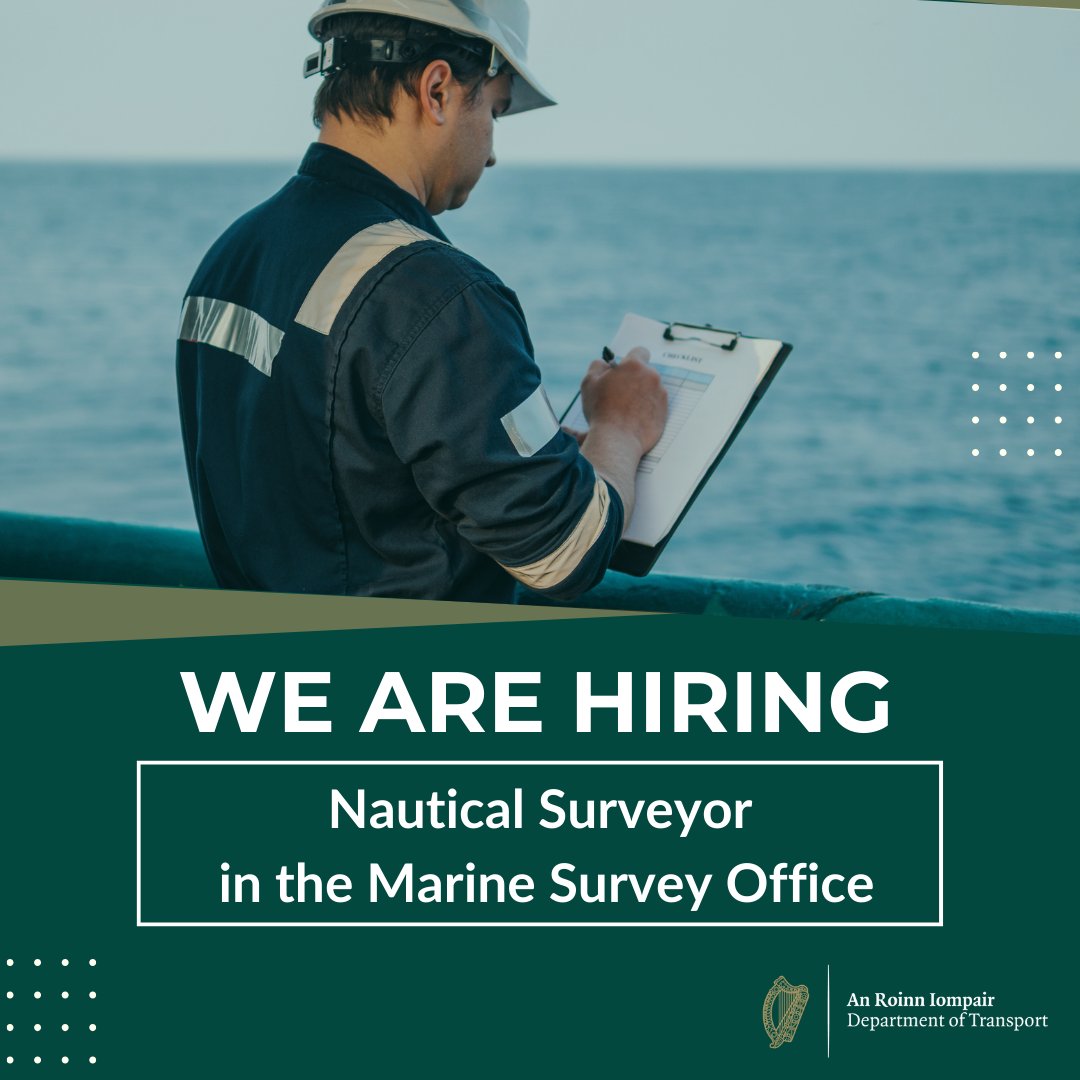 Dept_Transport's tweet image. 💡 Job #Opportunity!
The Department of Transport is seeking persons qualified to work as Nautical Surveyors in the Department's Marine Survey Office 🚢
For more, visit 👉 bit.ly/4ezO3fw
📅 Closing date: 28 August 2025
@Publicjobsie #JobFairy