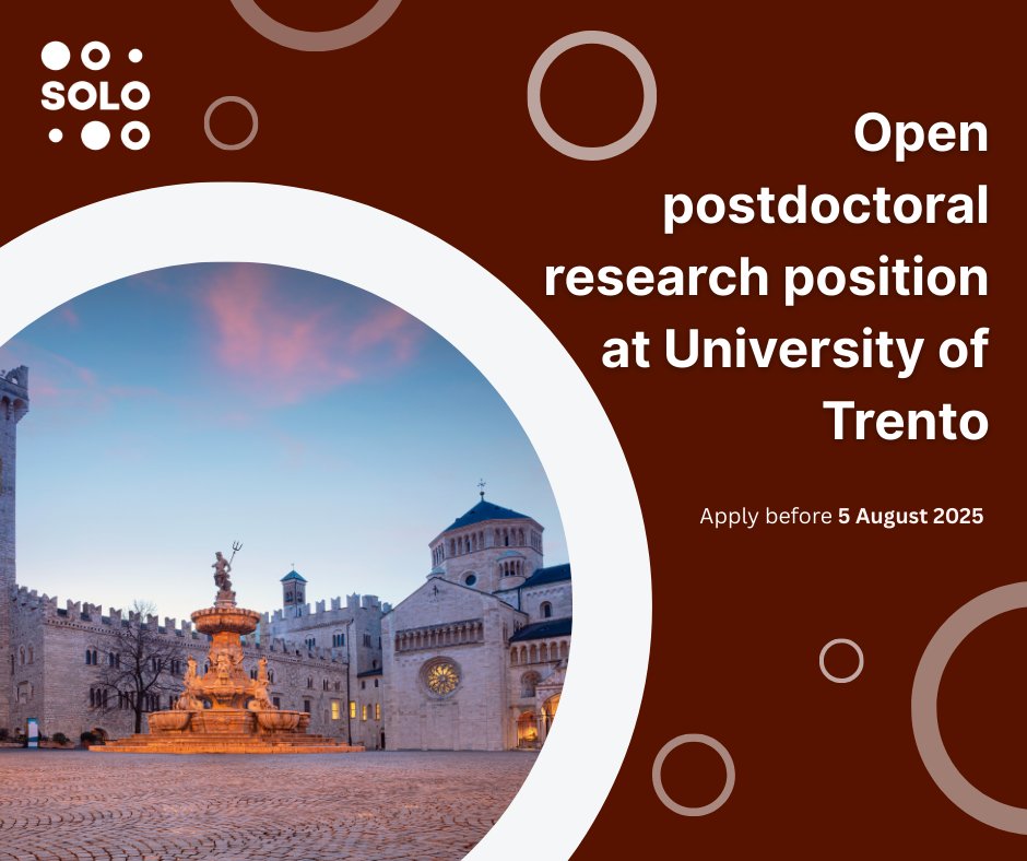 Soils for Europe (@soils4europe) on Twitter photo 🚨 New Postdoc Opportunity!
SOLO partners <a href="/UniTrento/">Università di Trento</a>, with PLANES Lab, just announced a 2-year position focused on urban ecosystem services & nature-based solutions in planning & policy.🌿🏙️
🗓️ Apply by 5 Aug 2025
🔗 More info: lavoraconnoi.unitn.it/en/research-co… 🚨 New Postdoc Opportunity!
SOLO partners <a href="/UniTrento/">Università di Trento</a>, with PLANES Lab, just announced a 2-year position focused on urban ecosystem services & nature-based solutions in planning & policy.🌿🏙️
🗓️ Apply by 5 Aug 2025
🔗 More info: lavoraconnoi.unitn.it/en/research-co…