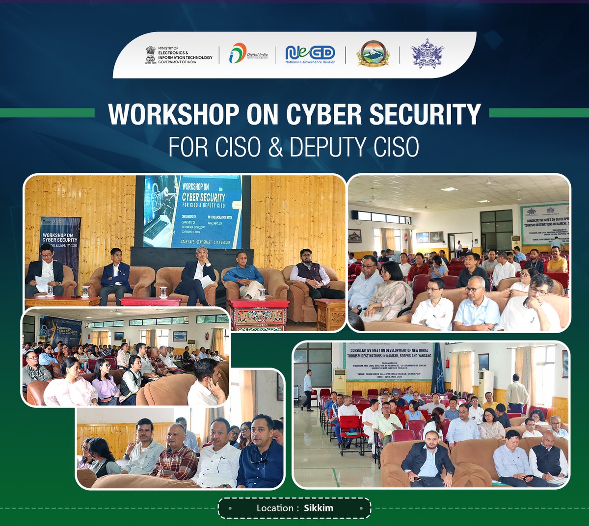 One-day training programme for Chief Information Security Officers (CISOs) and Deputy CISOs of the Government of Sikkim was conducted by <a href="/NeGD_GoI/">National e-Governance Division</a>, @Gol_MeitY in Gangtok on 14th  July, 2025, attended by 90 CISOs/Dy CISOs/IT officials across 25+ State Depts.

Under the