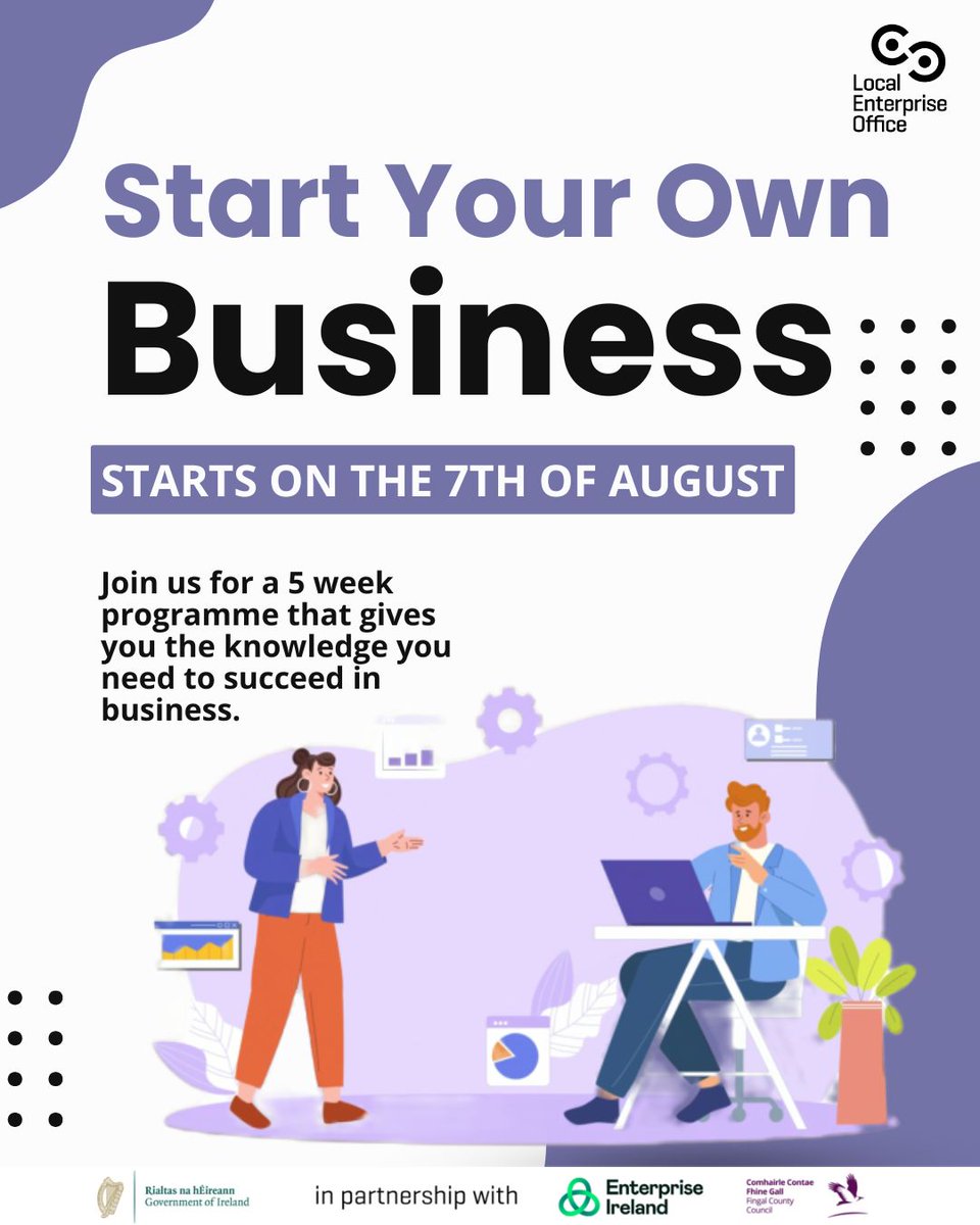 Our Start Your Own Business programme empowers you with the skills and knowledge you need to get your business going. For more information or to register, click here: localenterprise.ie/Fingal/Trainin…
@fingalcoco
