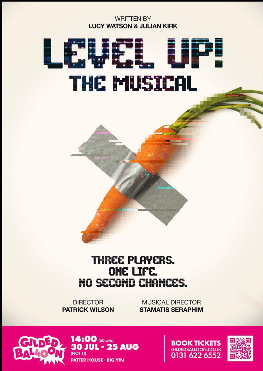 🎭Looking for a Fringe show your teen will actually enjoy?
🎮 Level Up! The Musical mixes gaming, sci-fi &amp; big questions about winning, friendship &amp; growing up all with a chiptune soundtrack &amp; dancing
📍Gilded Balloon 
🕑 2pm daily 30 Jul–25 Aug excl 11th
edfringe.com/tickets/whats-…