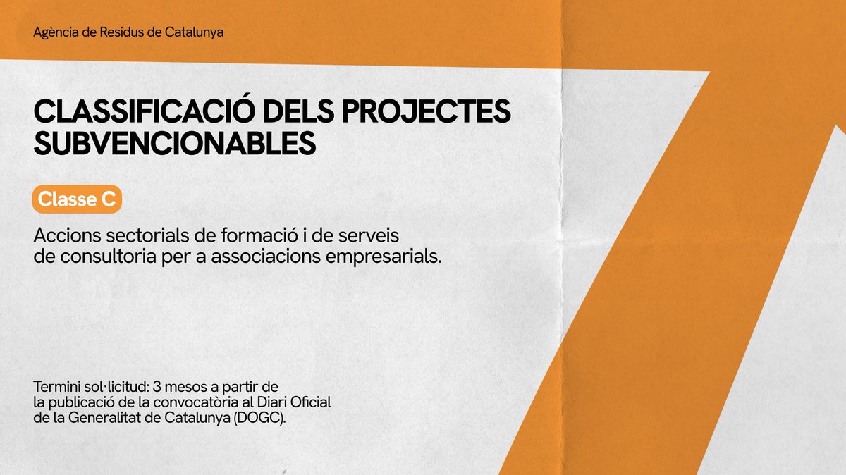 🔈Obrim la convocatòria de subvencions per a l’execució de projectes que comportin millores ambientals en la gestió de residus industrials a Catalunya.
 
🎯Quin és l’objectiu?
 
Fomentar la prevenció, preparació per a la reutilització, el reciclatge i la incorporació de materials