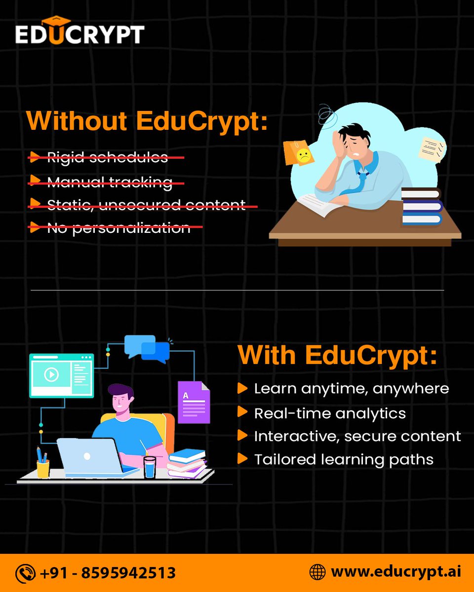 educrypt_ai's tweet image. Transform the way you learn.
From rigid and outdated to smart, secure, and personalized with EduCrypt.

#EduCrypt #digitallearning #SmartEducation
#PersonalizedLearning #edtech #onlinelearning #elearningplatform #moderneducation #SecureLearning #LearningTransformation