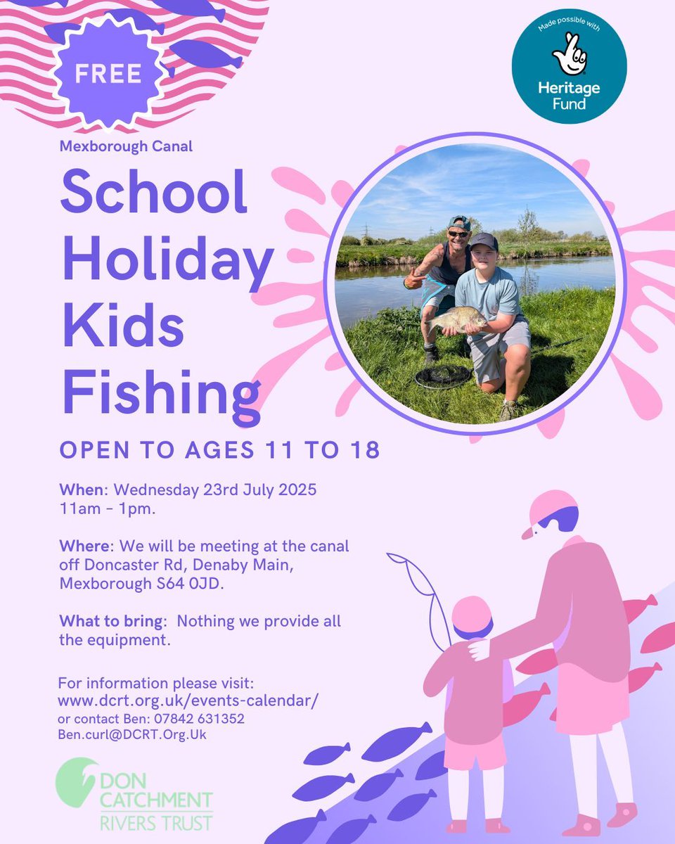 🎣Join us this summer for fun, relaxing angling sessions by the water — totally free! 🌊🐟

🗓️ Dates:
📍 23rd July &amp; 20th August

We’ll provide gear, coaching, and drinks. Just show up and enjoy!

📩 Message Ben to book – spaces are limited! 

#AHOTD #Rivers #Fishing #SchoolHols