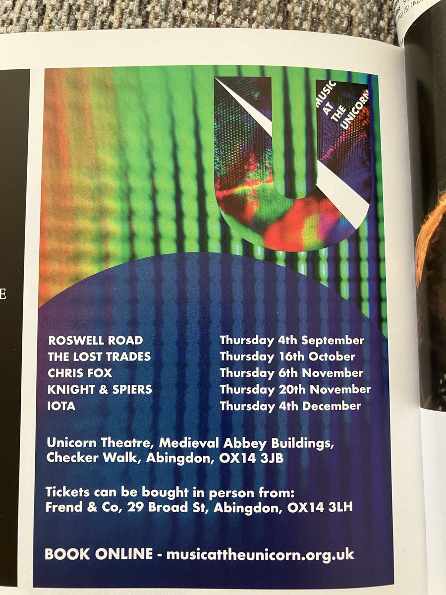 Shire Folk (@folkshire) on Twitter photo We always enjoy the folk music at the lovely Unicorn Theatre #Abingdon promoted by <a href="/musicatunicorn/">Music at the Unicorn</a> The line up this autumn includes <a href="/roswellroad_duo/">Roswell Road</a> The Lost Trades <a href="/chrisfoxmusic/">Chris Fox</a> Peter Knight & John Spiers <a href="/squeezyjohn/">John Spiers</a> and in December IOTA We always enjoy the folk music at the lovely Unicorn Theatre #Abingdon promoted by <a href="/musicatunicorn/">Music at the Unicorn</a> The line up this autumn includes <a href="/roswellroad_duo/">Roswell Road</a> The Lost Trades <a href="/chrisfoxmusic/">Chris Fox</a> Peter Knight & John Spiers <a href="/squeezyjohn/">John Spiers</a> and in December IOTA