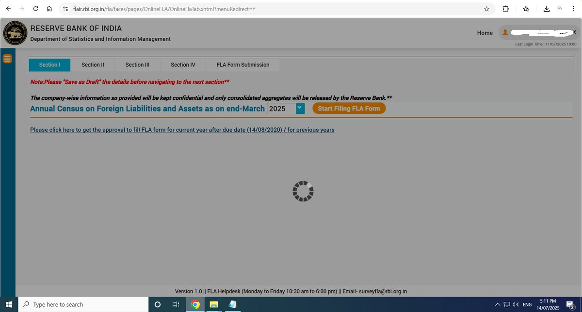 CAHIRENABHANGI's tweet photo. @RBI #FLAreturn portal is not working. Kindly do the needful so that stakeholders can file compliances within due date. @FinMinIndia https://t.co/LSjP1URStJ