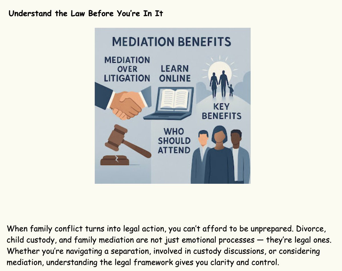 TriDialogueMed's tweet image. tinyurl.com/blogger071425 “You’re stronger than you think—and support is always within reach.”   This article shows how mediation can help you move forward with dignity, fairness, and heart.   Take a moment to read and reflect. 🌅 #SupportIsStrength #MindfulSeparation #Mediation