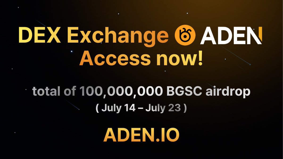 🚀 ADEN 要上线了，0 手续费 DEX 空投提前放送！

一个真正「零手续费」、深度强、性能稳的去中心化衍生品交易所——ADEN，正在主网上线前放出史上最轻松的空投：

💡 为什么关注 ADEN？

完全 0 手续费交易，真正做到了“交易自由”

构建在 Orderly Network 白标底层，性能与稳定性兼得

和 Raydium /