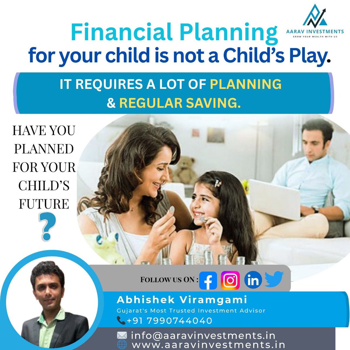 Thinking how much you should invest to make sure you have enough to pay for your children’s higher education fees? Contact Aarav Investments today to learn about it! #ChildrenEducationPlanning