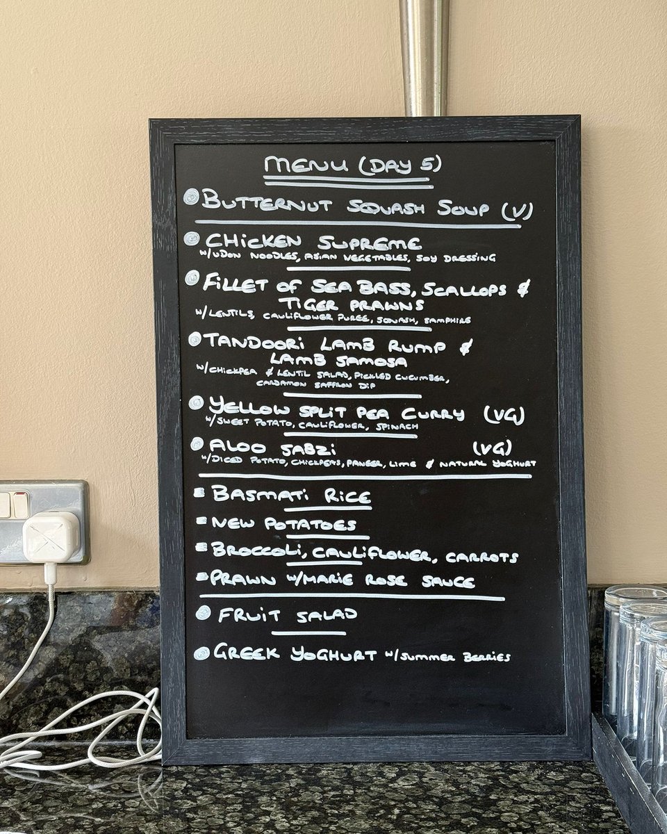 On the menu in the Players' Dining Room for day five!