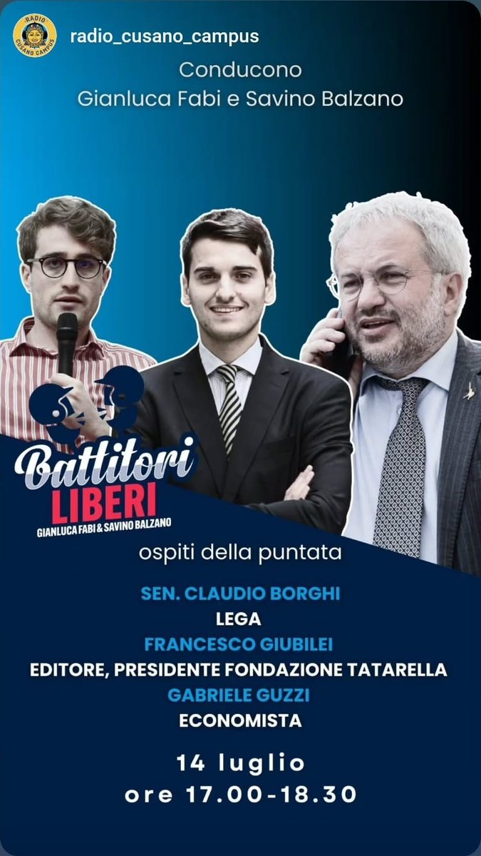 GabrieleGuzzi's tweet image. Ci sentiamo dopo, su Radio Cusano, ospiti di @SavinoBalzano