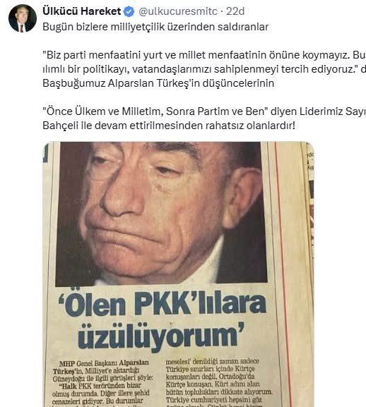 Mhp li trol sayfası ihanet sürecine Alpaslan Türkeş'i de ortak etmenin yolunu yaptı 
kulanmadıkları kutsal kalmadı