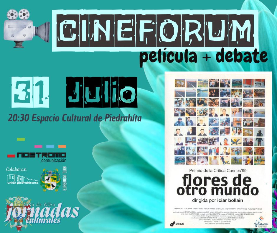 Vamos a tener el placer de presentar el 31 de julio en Piedrahíta la película #FloresDeOtroMundo en las jornadas culturales que organiza su Ayuntamiento.

Entrada libre y después, coloquio sobre la inmigración en la España rural.

¡Os esperamos!