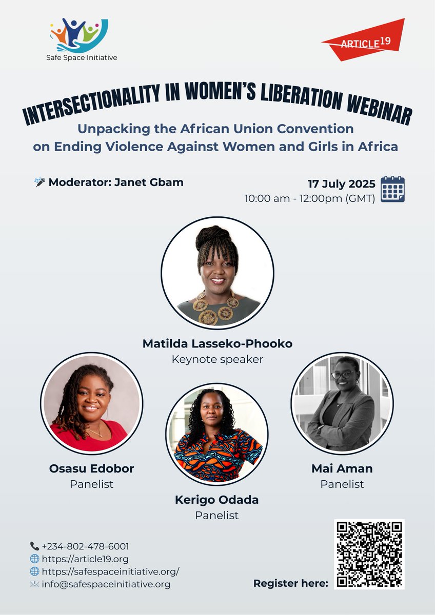 article19wafric's tweet image. As violence against women and girls continues to intensify both online and offline, and perpetrators adopt increasingly sophisticated methods to violate women’s rights, the African Union took a significant step in February by adopting the Convention on Ending Violence Against…