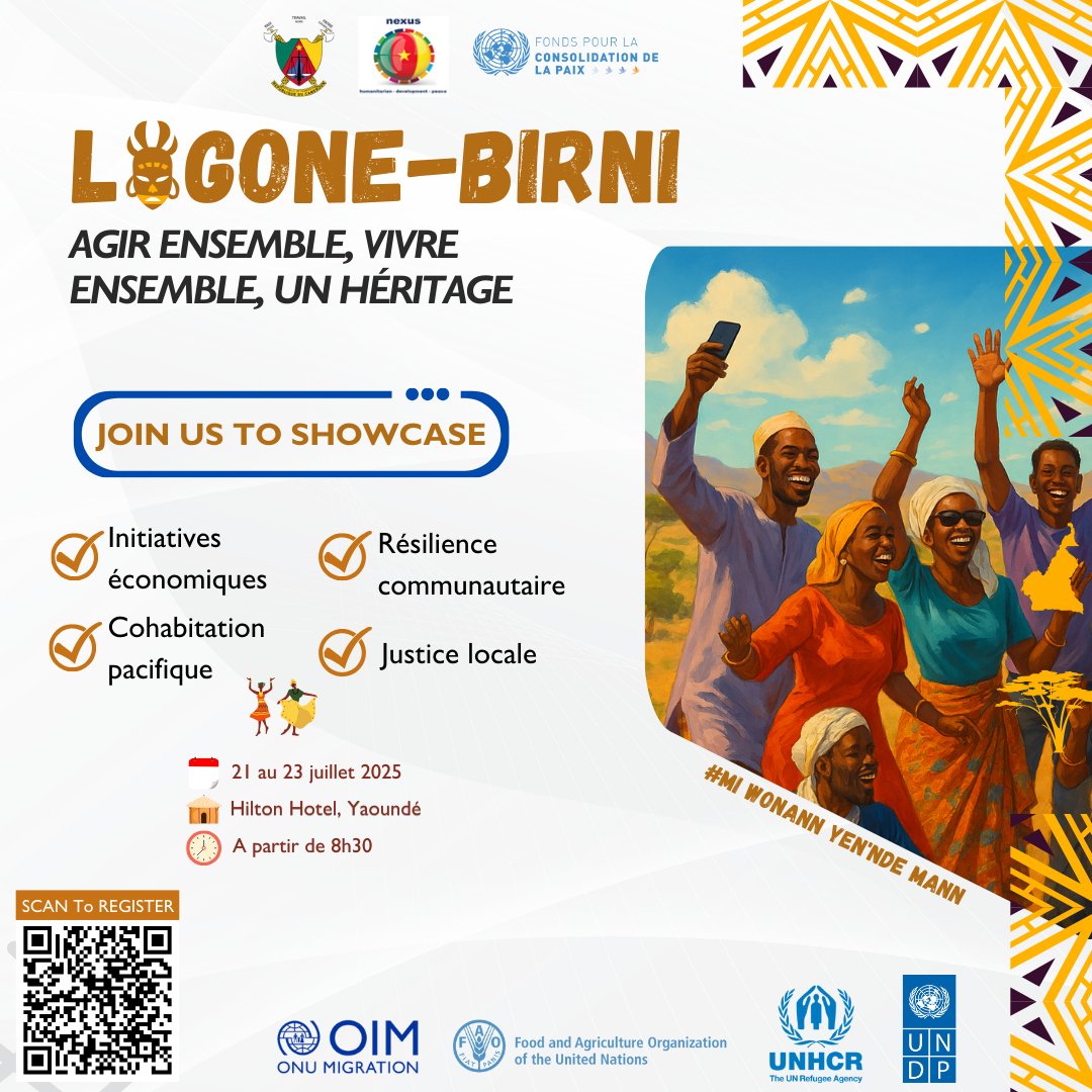 From July 21 - 23, 2025, Yaoundé will host the capitalization workshop for the Support for Peaceful Cohabitation project. Stakeholders and partners will gather to exchange ideas, learn and build a more peaceful future in Logone Birni #Peace #SustainableDevelopment #SocialCohesion