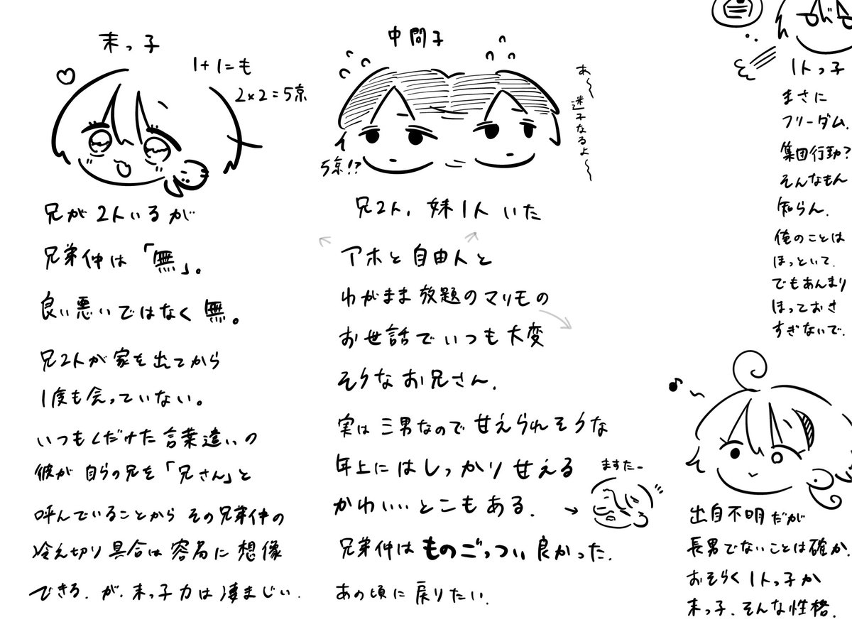 rsb0401's tweet image. きょうだい構成 メモ