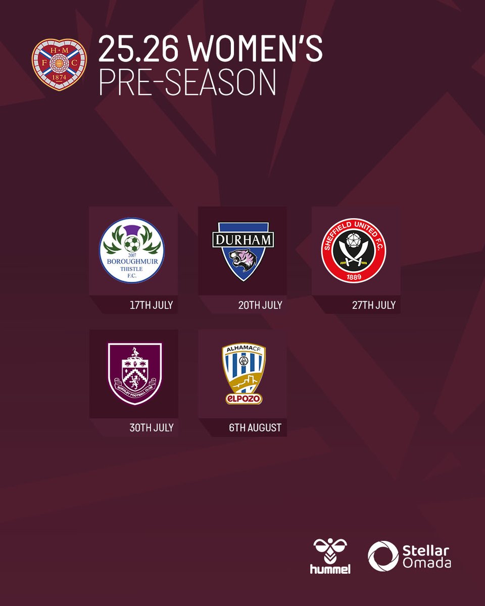 Hearts Women (@heartswomenfc) on Twitter photo ๐ Pre-Season schedule locked in
The Jambos will face five opponents in closed-door pre-season matches ahead of the new <a href="/SWPL/">Scottish Women's Premier League</a> season ๐ฑ๐ป
๐๏ธ Season tickets on sale ๐ tinyurl.com/4udzc5u2 ๐ Pre-Season schedule locked in
The Jambos will face five opponents in closed-door pre-season matches ahead of the new <a href="/SWPL/">Scottish Women's Premier League</a> season ๐ฑ๐ป
๐๏ธ Season tickets on sale ๐ tinyurl.com/4udzc5u2