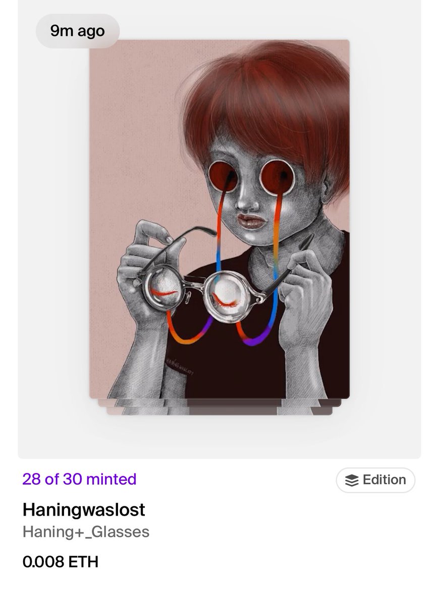 Haningwaslost.eth ๐ (@haningwaslost) on Twitter photo OMG๐ฅน๐ซ Just found the 28th ed was minted by our lovely <a href="/MagdaGangsta/">Magda แดแดแดสษชแดแดษดษขแดษดษข๊ฑแดแด</a> ๐ฅ
Thank you so much my dear ๐ซ
Really glad that you join my 3rd year celebration LE.
You made my day!
So we came to the LAST 2 ed available!!
0.008 $eth per ed
Let's see who'll join next?
Hola ๐โฌ๏ธ OMG๐ฅน๐ซ Just found the 28th ed was minted by our lovely <a href="/MagdaGangsta/">Magda แดแดแดสษชแดแดษดษขแดษดษข๊ฑแดแด</a> ๐ฅ
Thank you so much my dear ๐ซ
Really glad that you join my 3rd year celebration LE.
You made my day!
So we came to the LAST 2 ed available!!
0.008 $eth per ed
Let's see who'll join next?
Hola ๐โฌ๏ธ