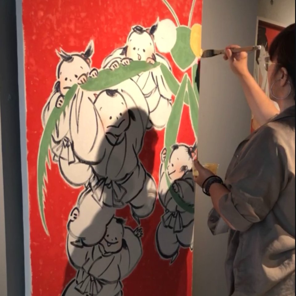 TourouyamaKyoto's tweet photo. 諫山宝樹展 ライブペインティング・アーティストトーク
（令和7年7月12日、13日）

#祇園祭 #祇園祭2025 #蟷螂山 #諫山宝樹 #nodehotel https://t.co/aefTQTXMWh
