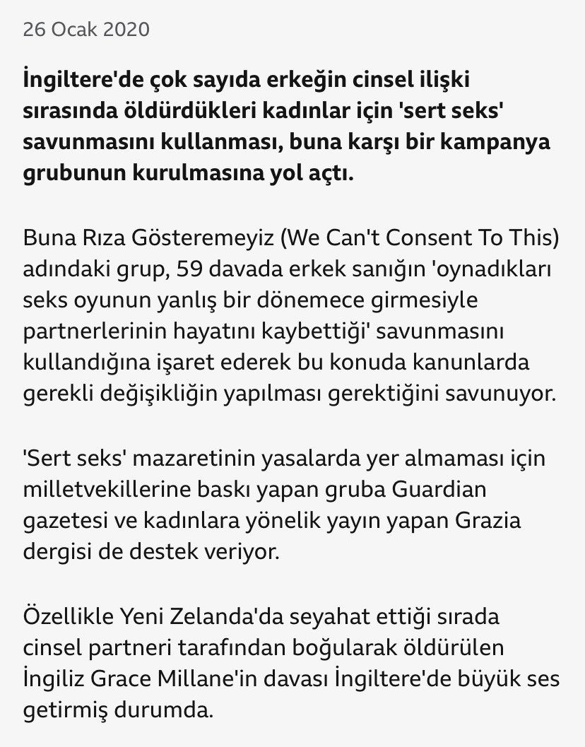 İngiltere’de çok sayıda erkeğin cinsel ilişki sırasında öldürdükleri kadınlar için BDSM savunmasını kullanması sonucu buna karşı kampanya bile başlatıldı zamanında. Hala neden BDSM kadın düşmanlığıdır diyorsunuz diye kafa ütülüyorsunuz. Sugarcoat’ladığınız şiddetinizi yemiyoruz.