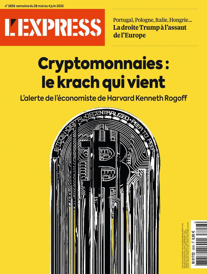 Je couvre les cryptos depuis 2016.

J'ai vu des dizaines (centaines ?) de couv' comme celles-ci.

Depuis fin mai, le bitcoin a pris 15%.

C'est à chaque fois la même histoire.