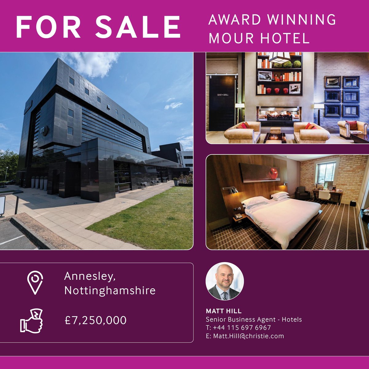 For Sale: The Mour Hotel, near #Nottingham. 

The independent 92-bedroom hotel and venue was the first Dakota hotel, a boutique hotel chain designed by award-winning Amanda Rosa. 

Read the press release below more information. 

buff.ly/EqBTCYy 

#hotelforsale