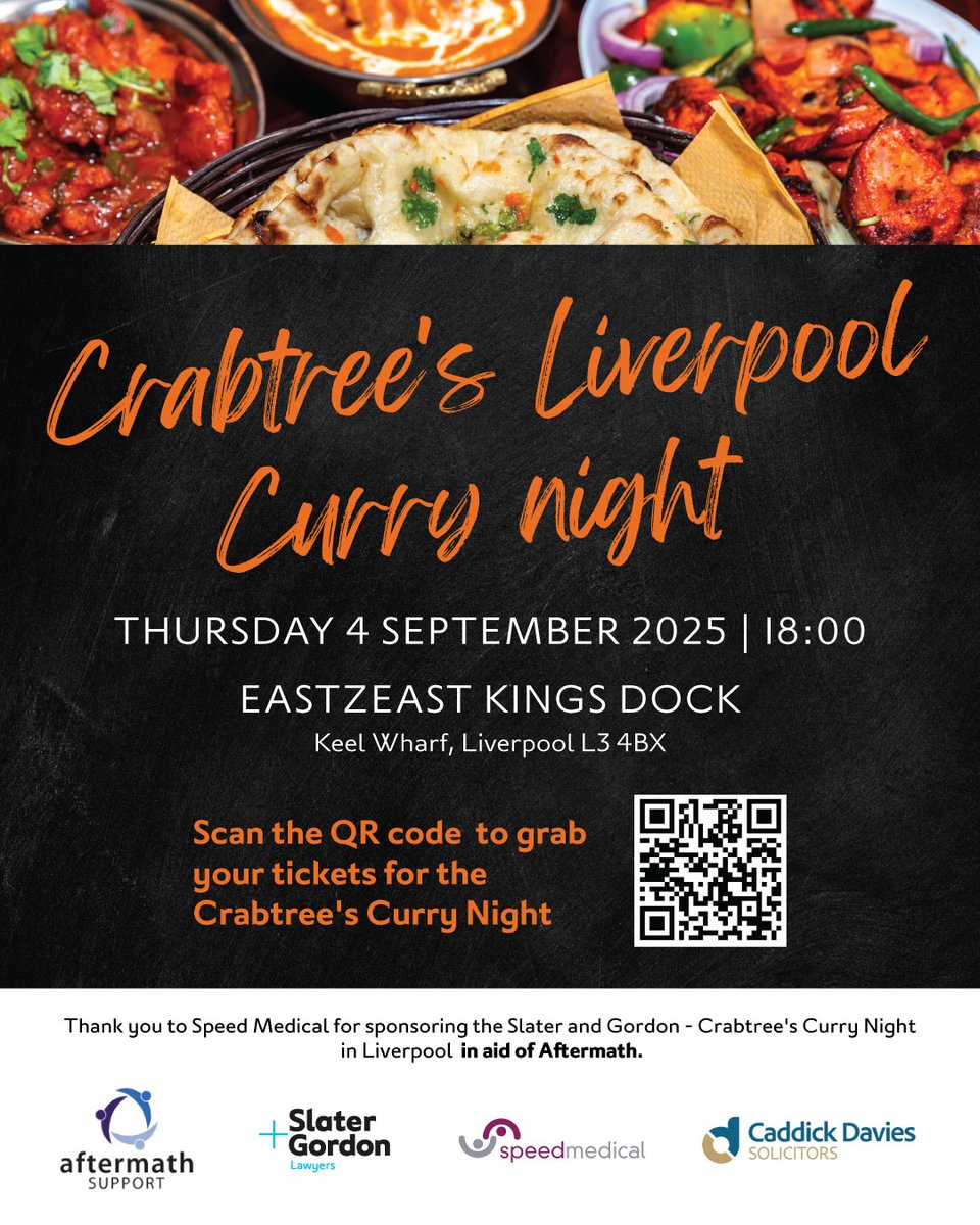 aftermathsupp's tweet image. With thanks to our generous sponsors Speed Medical and @Caddicklawyers for supporting our upcoming Curry Night this September! 🍛
There’s still time to get involved with raffle prizes up for grabs &amp;amp; we’re still welcoming any additional donations for the raffle.