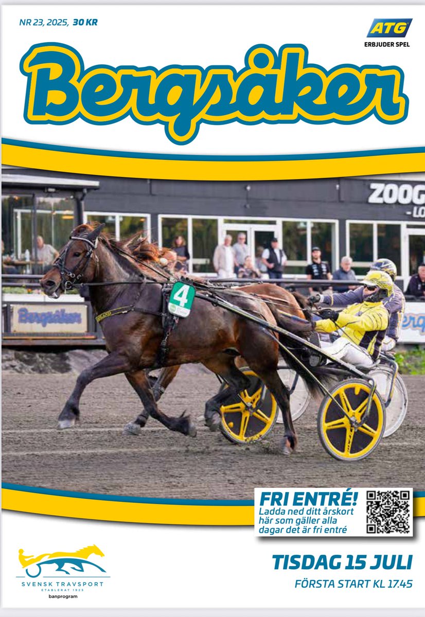 ✨ Travkväll på Bergsåker imorgon 15 juli!

🏇 Spänning &amp; fart från 17:45
🍽 Buffé på Club Zoogin – 199 kr (boka: 060-121314)
✅ Glöm inte ladda ner ditt årskort via Tickster, vi skannar alla!

🎉 Vi ses på banan!

cdn.travsport.se/racecards/trot…