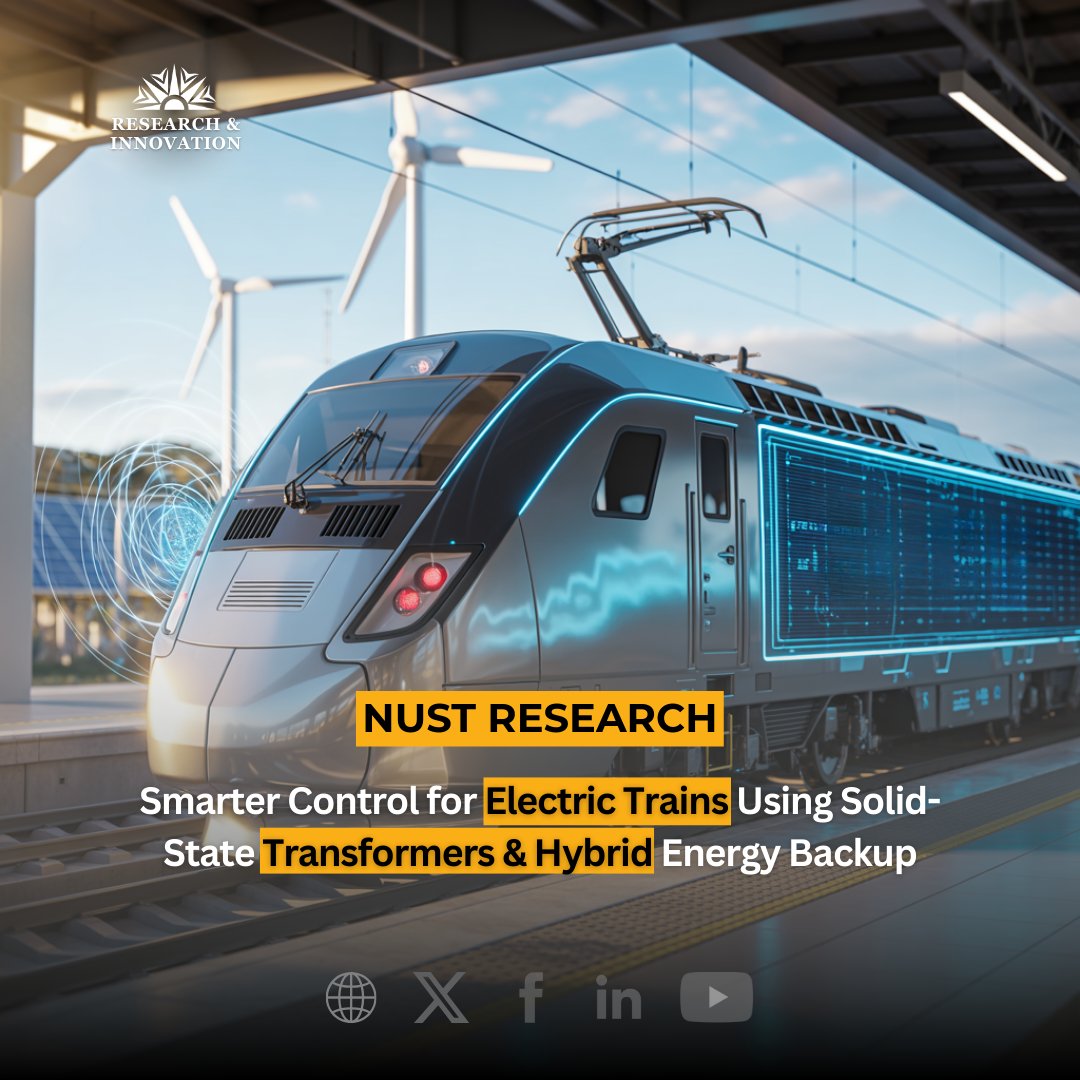 Research_NUST's tweet image. Dr. Iftikhar Ahmad #NUST unveils a #smartcontrol framework for #electric #locomotives using Solid-State Transformers. Optimized via Gray Wolf #Algorithm, the STSMC #controller cuts overshoot by 45% & improved settling time by 30%. @sciencedirect #NUSTResearch #Supercapacitor…