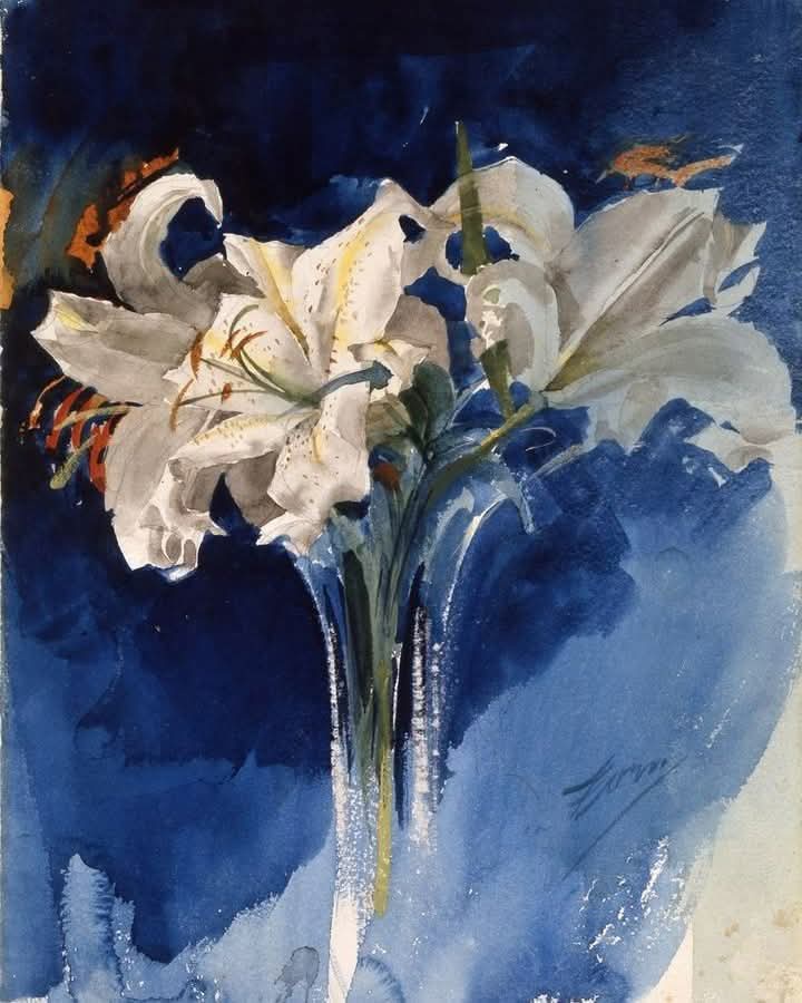 RazaneRayan1412's tweet image. "Between possible and impossible, two letters and a state of mind".
~Charles de Gaulle.
🎨 by Anders Zorn
(Swedish painter 1860-1920)
"White Lilies", 1887.