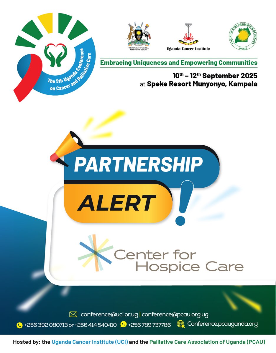 The Uganda Conference on Cancer & Palliative Care (@uci_pcauconf) on Twitter photo π Partnership Alert!
Thank you <a href="/Center4Hospice/">Center for Hospice Care</a> for supporting the 5th Uganda Conference on Cancer and Palliative Care. Your partnership helps us drive meaningful impact.
Letβs join hands to advance #CancerCare and #PalliativeCare in Uganda!
πconference.pcauganda.org/sponsors-and-eβ¦ π Partnership Alert!
Thank you <a href="/Center4Hospice/">Center for Hospice Care</a> for supporting the 5th Uganda Conference on Cancer and Palliative Care. Your partnership helps us drive meaningful impact.
Letβs join hands to advance #CancerCare and #PalliativeCare in Uganda!
πconference.pcauganda.org/sponsors-and-eβ¦